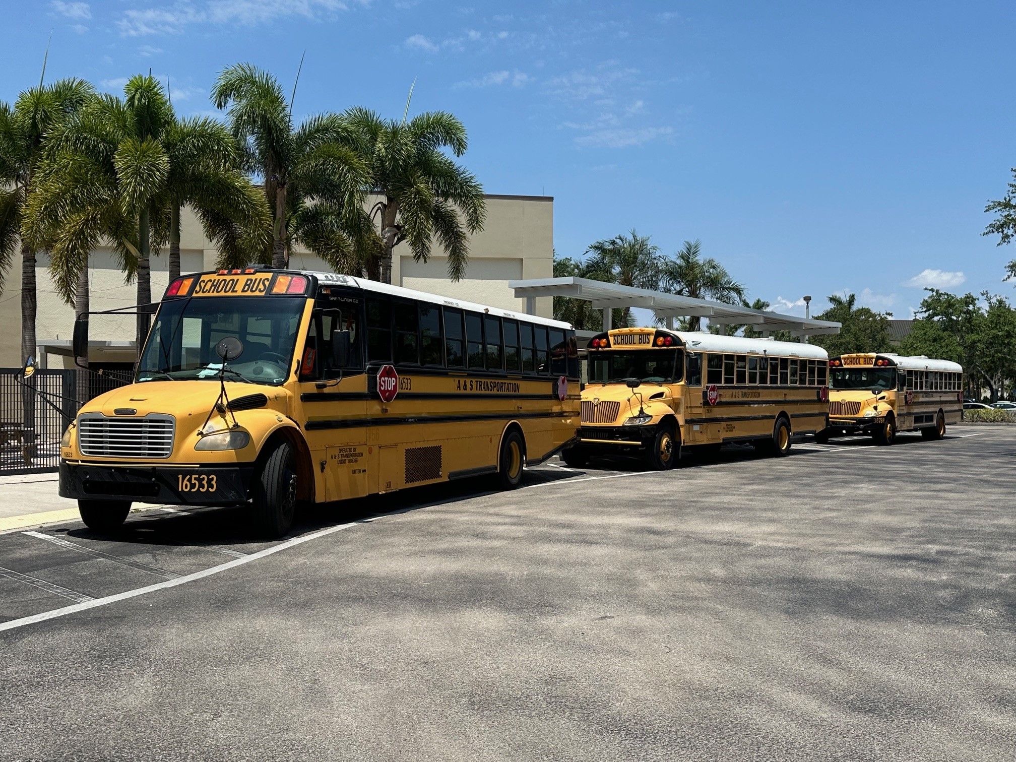 FSWC school buses parked at the drop  off location